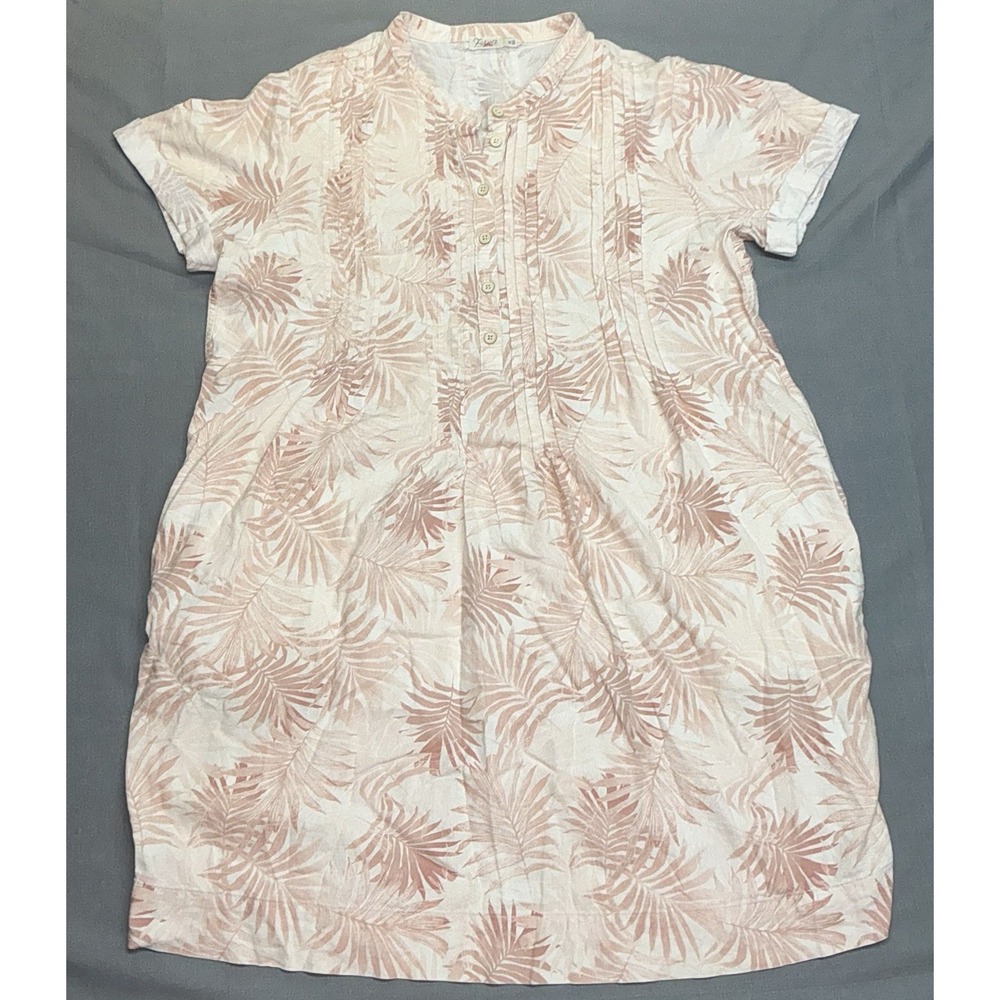 Faherty Linen Blend Gemina Relaxed Dress Shirt Peach Palm Women's Size Medium